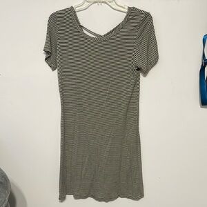 Green and white striped dress